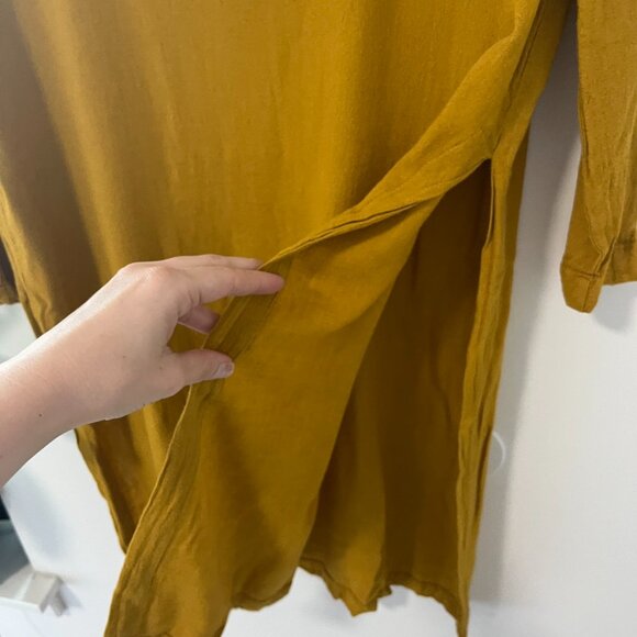 Black Crane Mustard Yellow Lagenlook Long Sleeve Dress Size Small - Picture 5 of 7